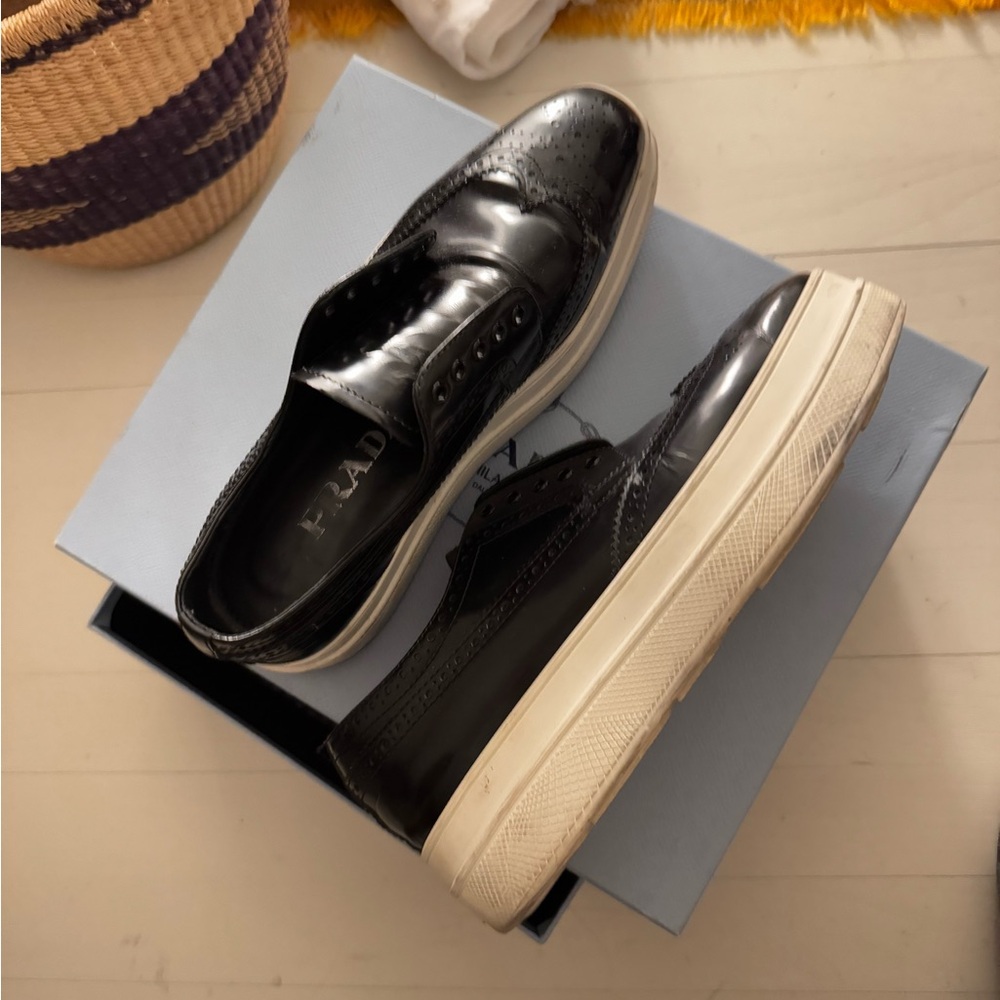 PRADA Spazzolato Oxford Platform Shoes - Picture 3 of 6
